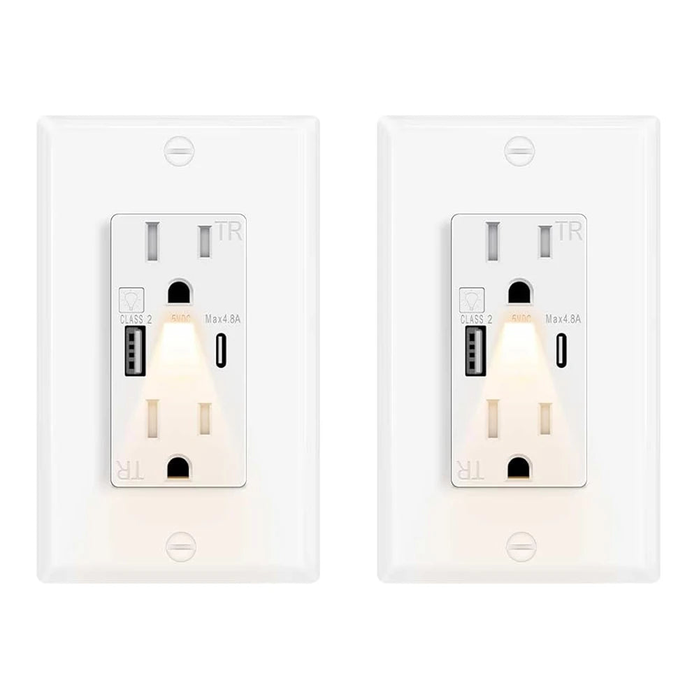 GlowPort Pro: Advanced Outlet with Built-in Lighting, USB-C Fast Chargers - Luxxs