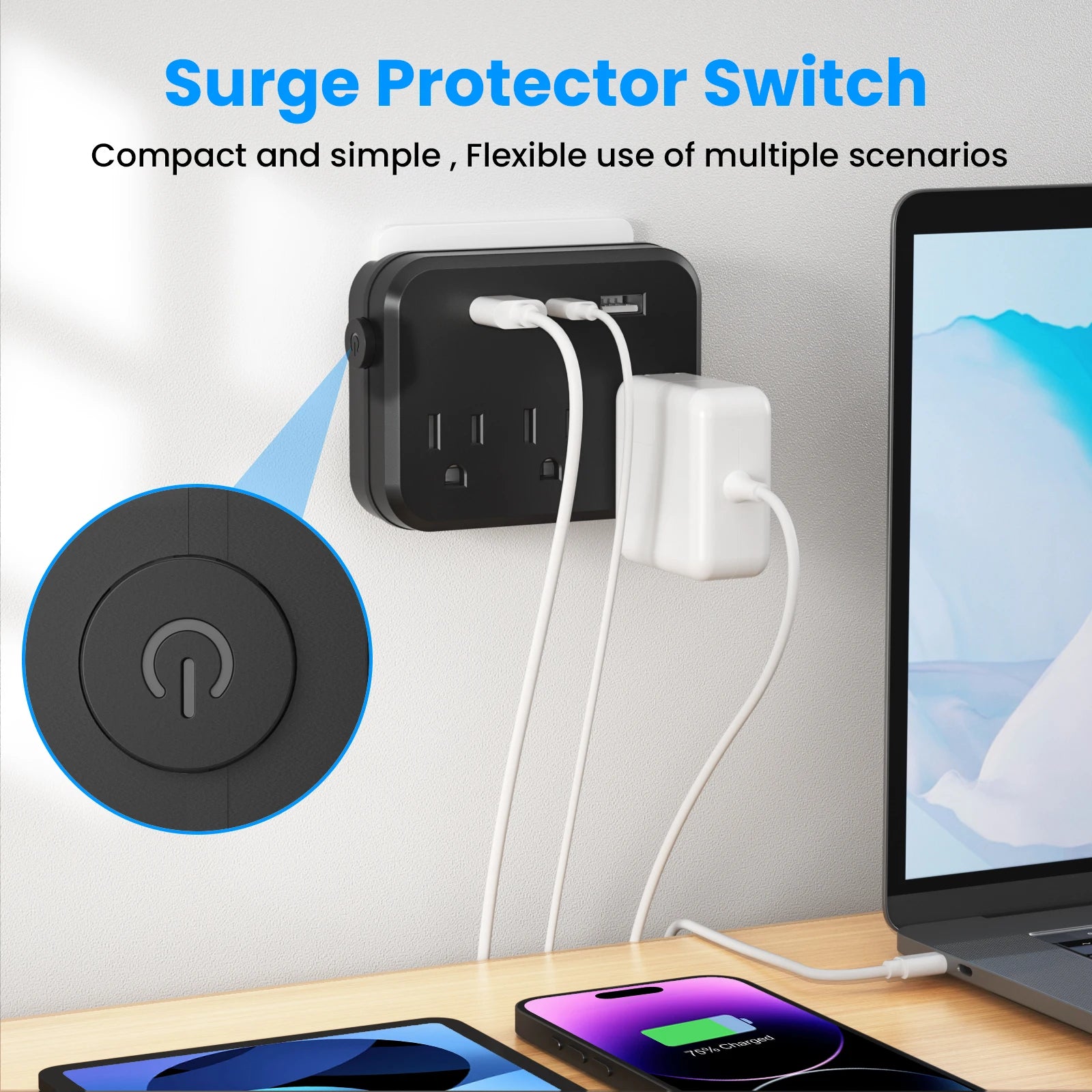 Luxxs™ Mini Multi-Plug Outlet Surge Protector (3 Pack) - Luxxs