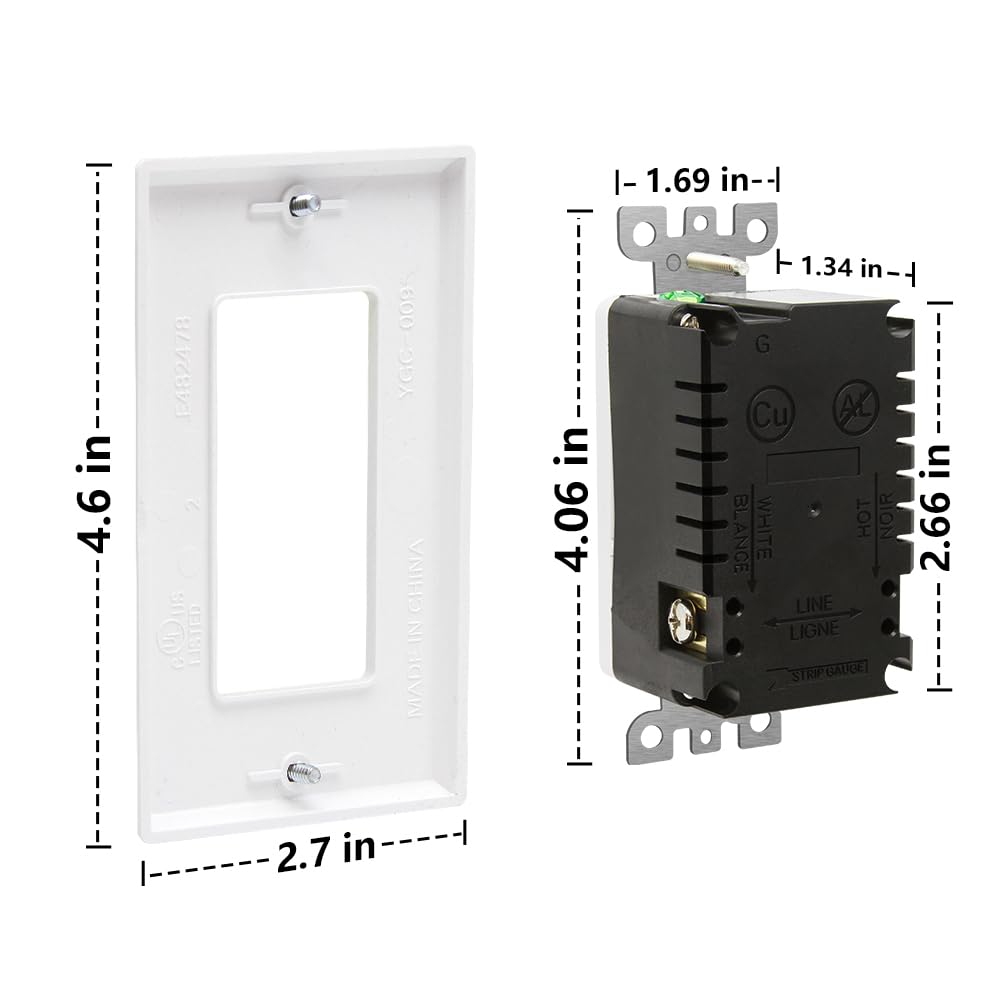 Wall Outlet 15 Amp, UL Listed, USB C & USB A Port, Charging Power Outlet with USB Ports, Tamper-Resistant Receptacle with Decor Wall Plates and Screws (White)