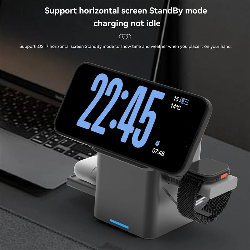 15W 3-in-1 Magnetic Wireless Charging Station - Luxxs