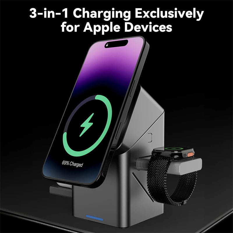 15W 3-in-1 Magnetic Wireless Charging Station - Luxxs
