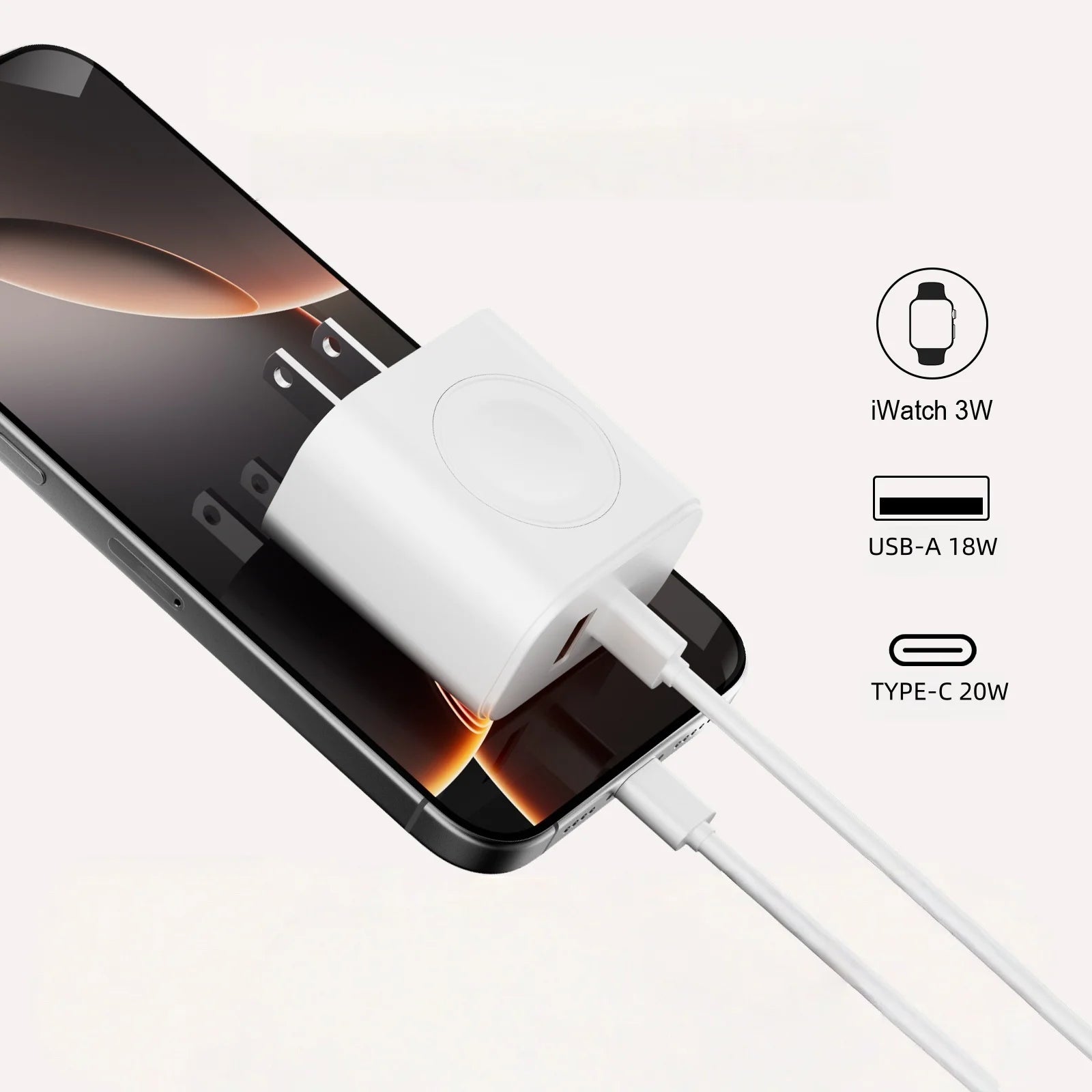 Dual-Port Fast Charging with Built-In Apple Watch Charger - Luxxs