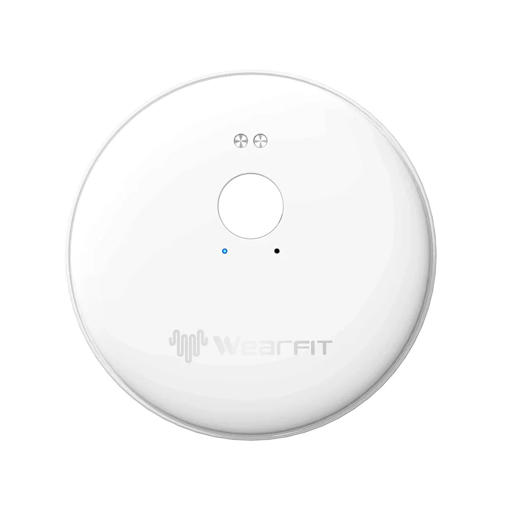 The LUXXS AI Translator, a slim round disc with one button