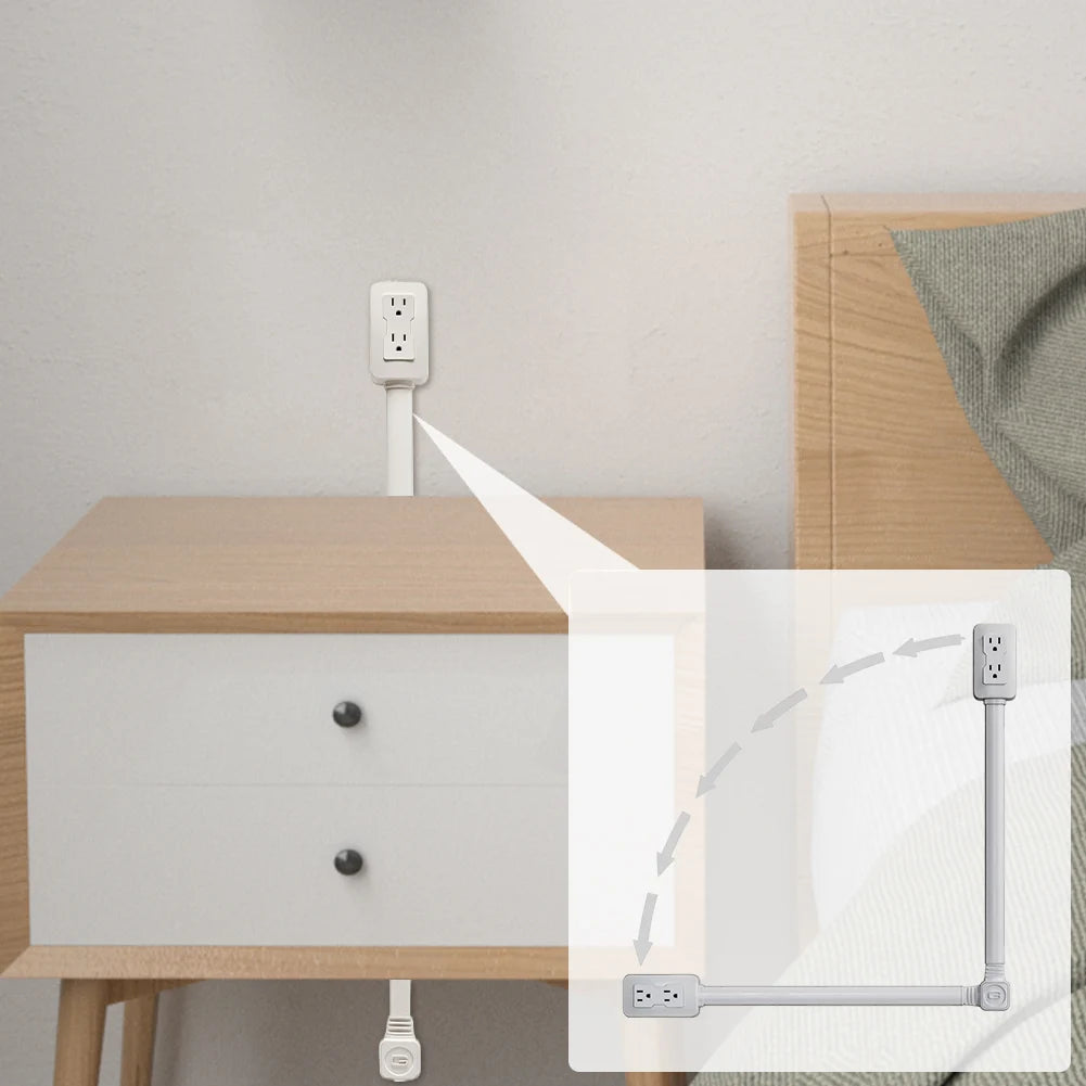 Luxxs Outlet Extender with USB-A USB-C & 2 AC Outlets Extendable 22-34" Rotatable 180° for Couches Desks Nightstands - Luxxs