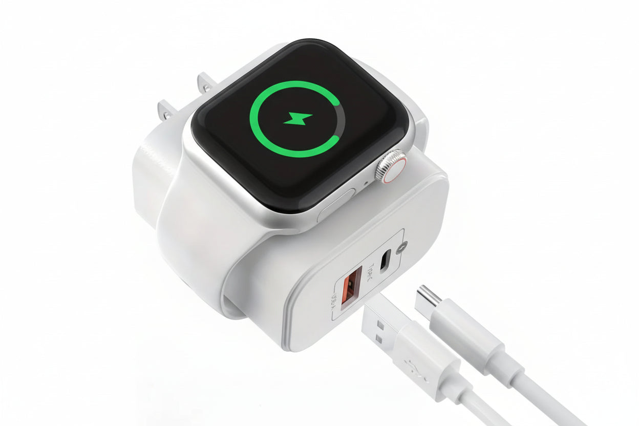 Dual-Port Fast Charging with Built-In Apple Watch Charger - Luxxs
