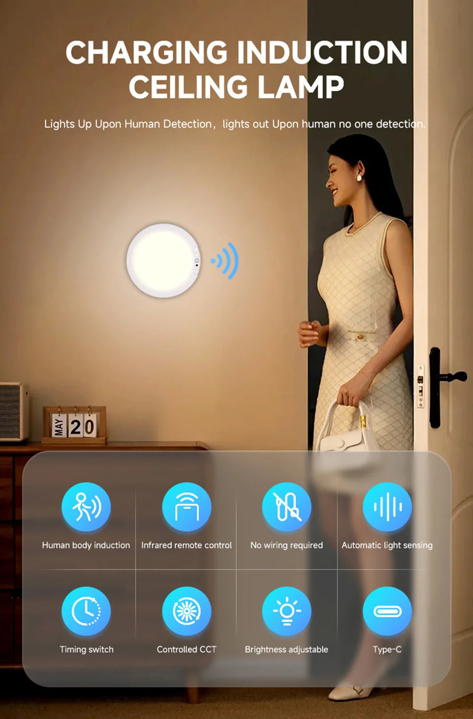 Rechargeable Motion Sensor Ceiling Light - Luxxs