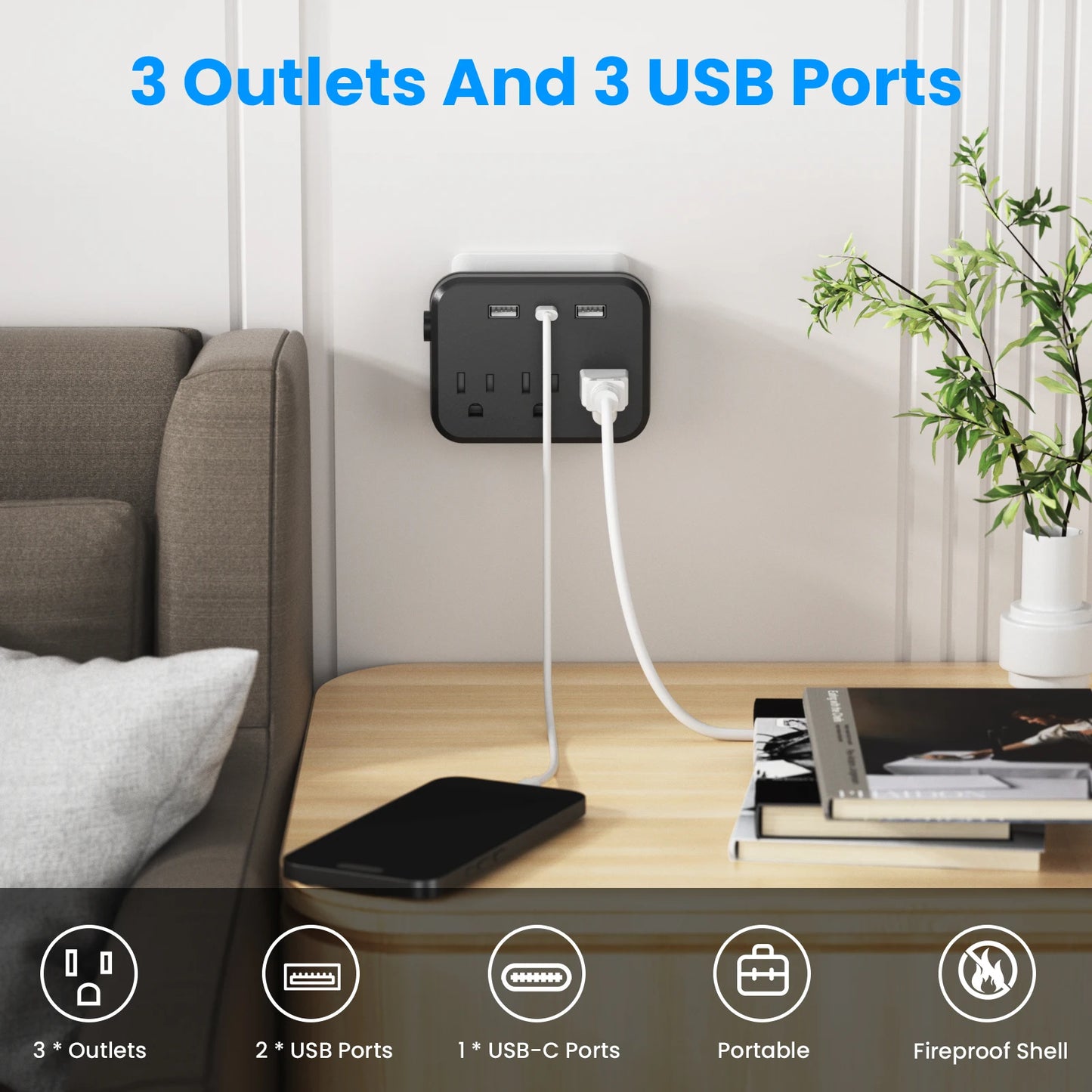Luxxs™ Mini Multi-Plug Outlet Surge Protector (3 Pack) - Luxxs