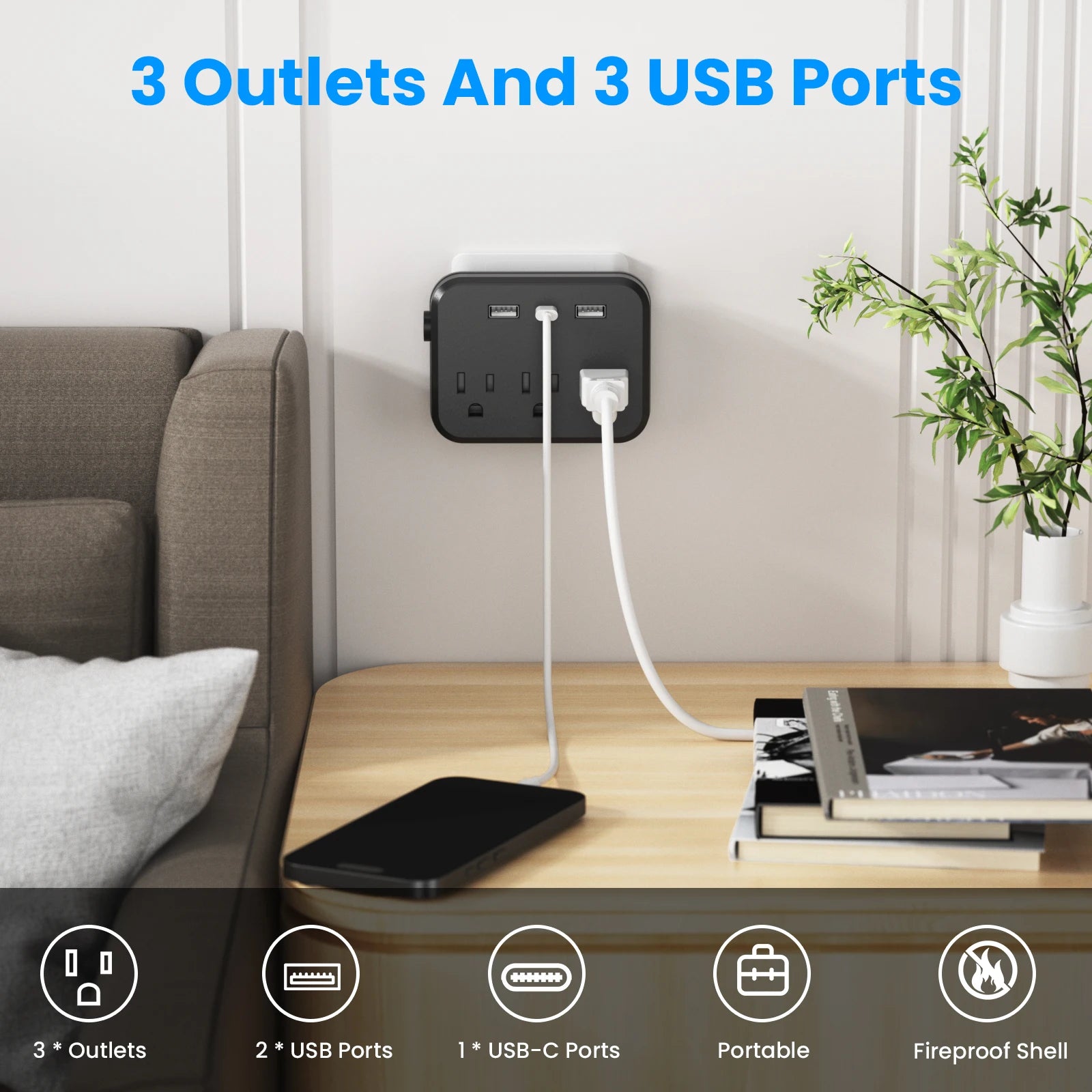 Luxxs™ Mini Multi-Plug Outlet Surge Protector (3 Pack) - Luxxs