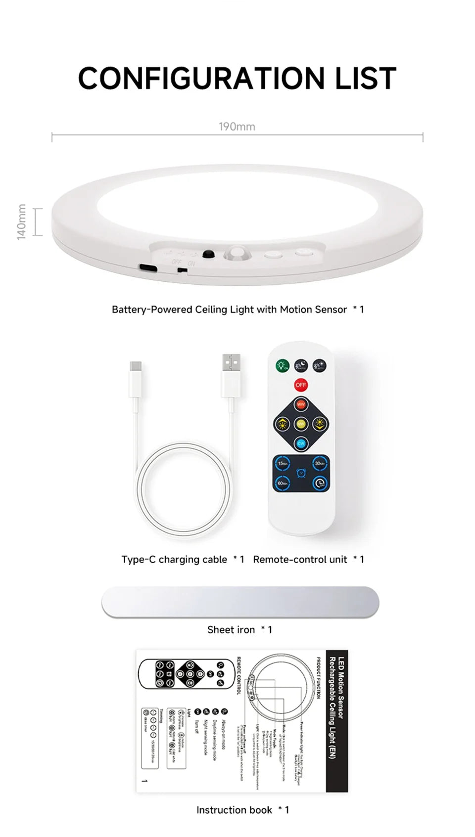 Rechargeable Motion Sensor Ceiling Light - Luxxs