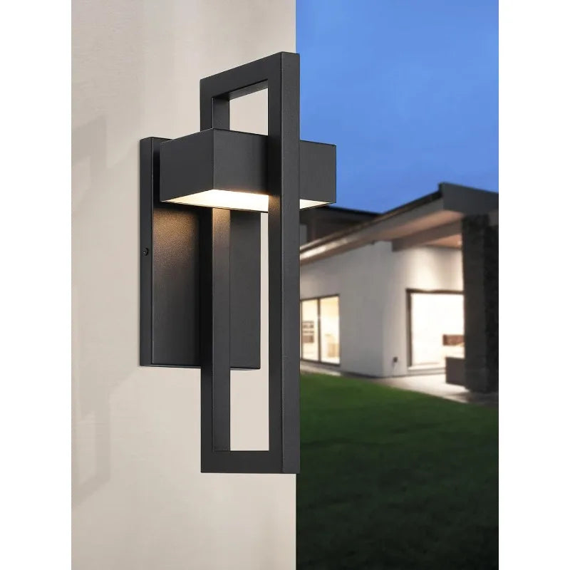 LamQee Outdoor Wall Lights Modern Exterior Lighting Fixtures, 3000K Integrated LED Outdoor Wall Sconce Lighting 2 Packs - Luxxs