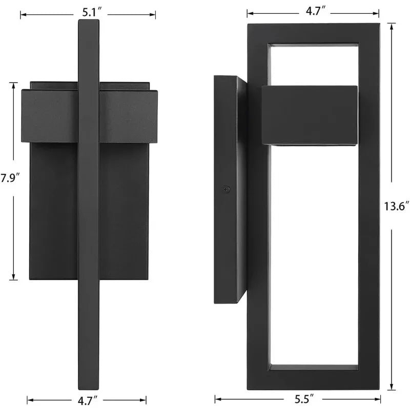 LamQee Outdoor Wall Lights Modern Exterior Lighting Fixtures, 3000K Integrated LED Outdoor Wall Sconce Lighting 2 Packs - Luxxs