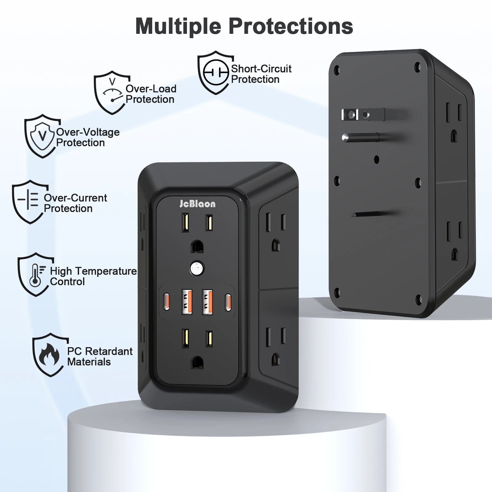 Multi-Plug Outlet Surge Protector- 2 USB-C - Luxxs