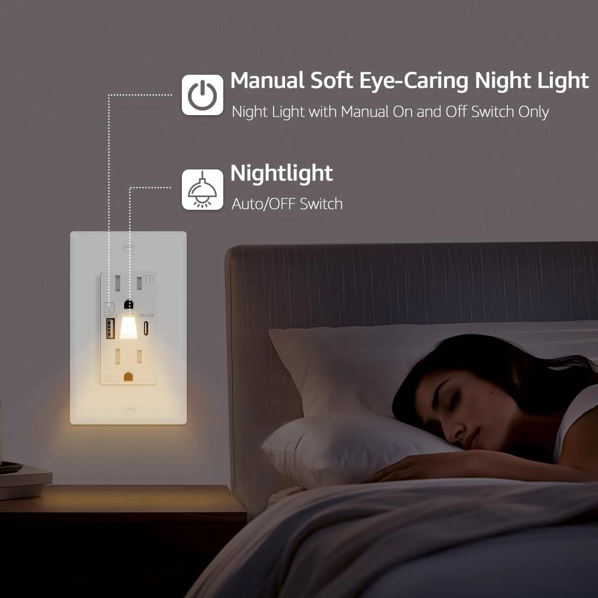 GlowPort Pro: Advanced Outlet with Built-in Lighting, USB-C Fast Chargers - Luxxs